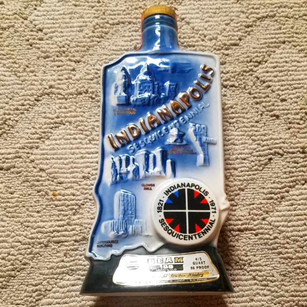 Jim Beam Indianapolis Sesquicentennial Whiskey Decanter 1821 - 1971